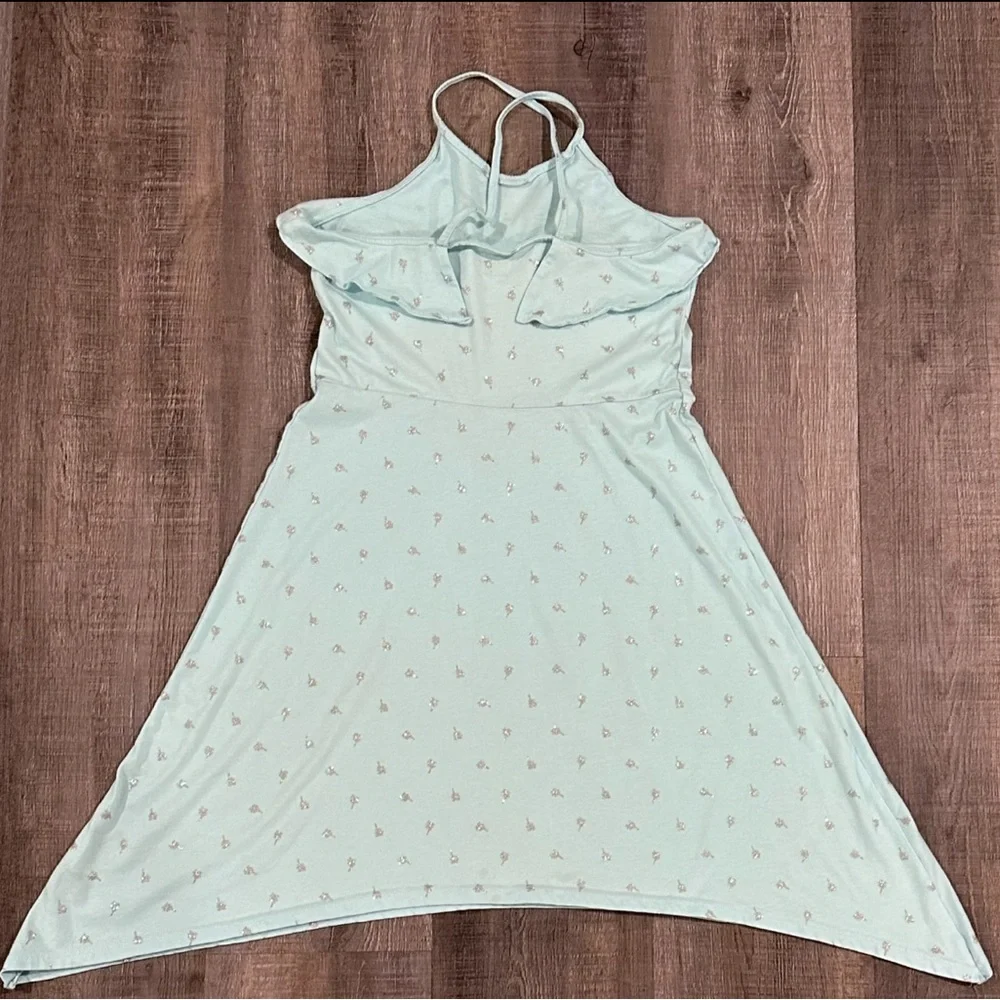 💞 Girls Size 10-12 (Large) Light Blue Sharkbite Hem Dress